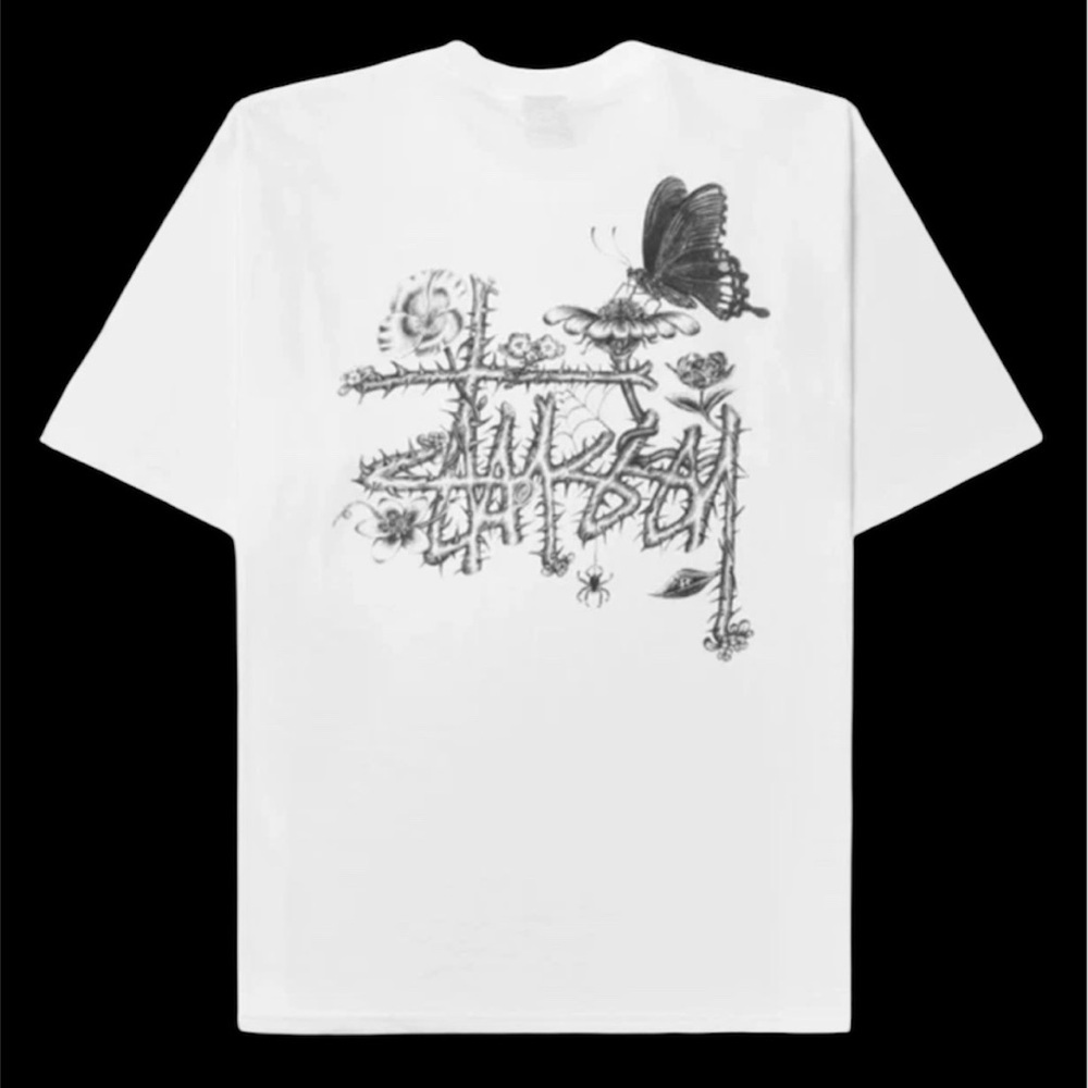 Stussy In Bloom Tee White Butterfly Graphic Size XL NWT